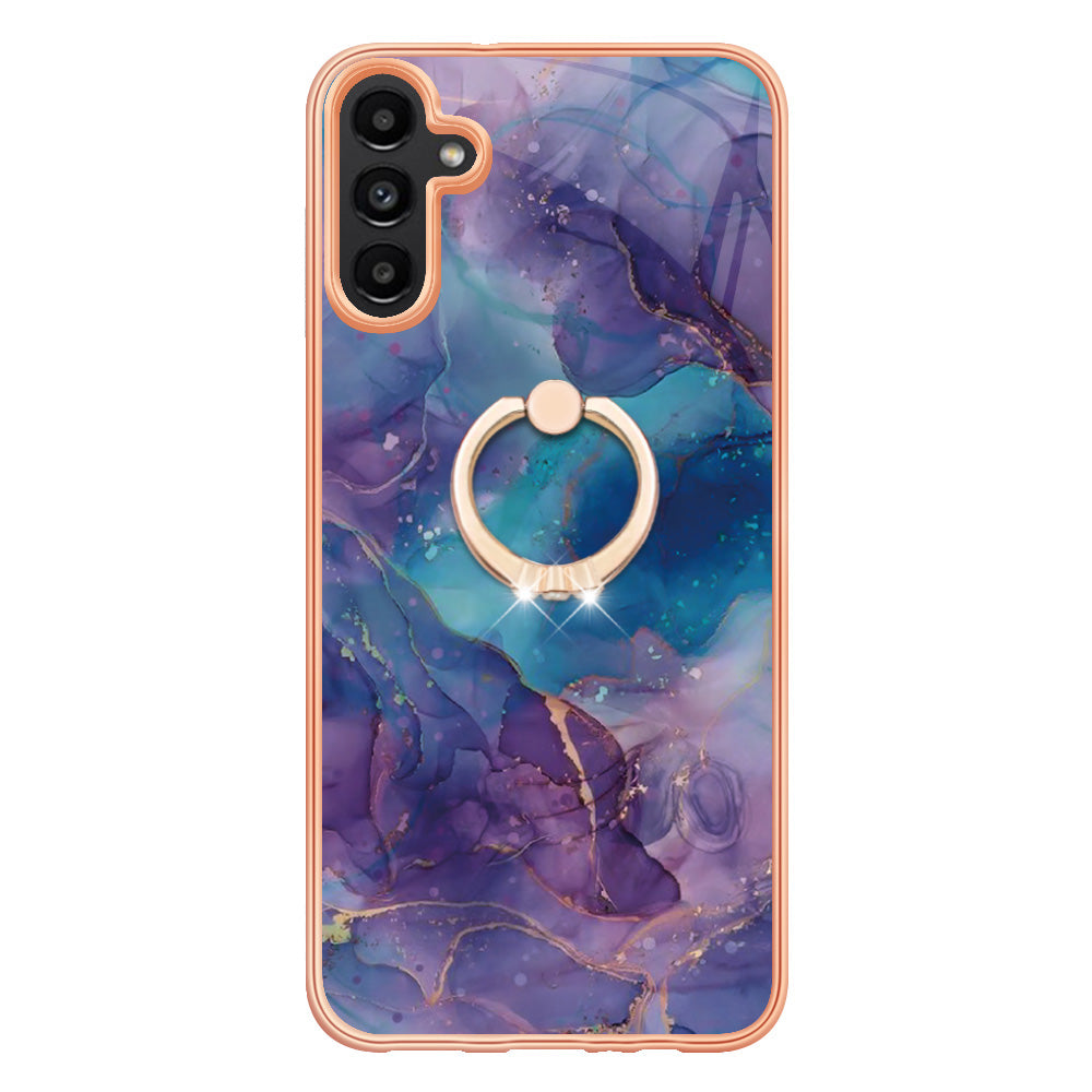 YB IMD Series-17 Style-E For Samsung Galaxy A55 5G Case 2.0mm TPU Marble Phone Cover with Ring Holder - Purple YB IMD Series-17 Style-E For Samsung Galaxy A55 5G Case 2.0mm TPU Marble Phone Cover with Ring Holder - Purple